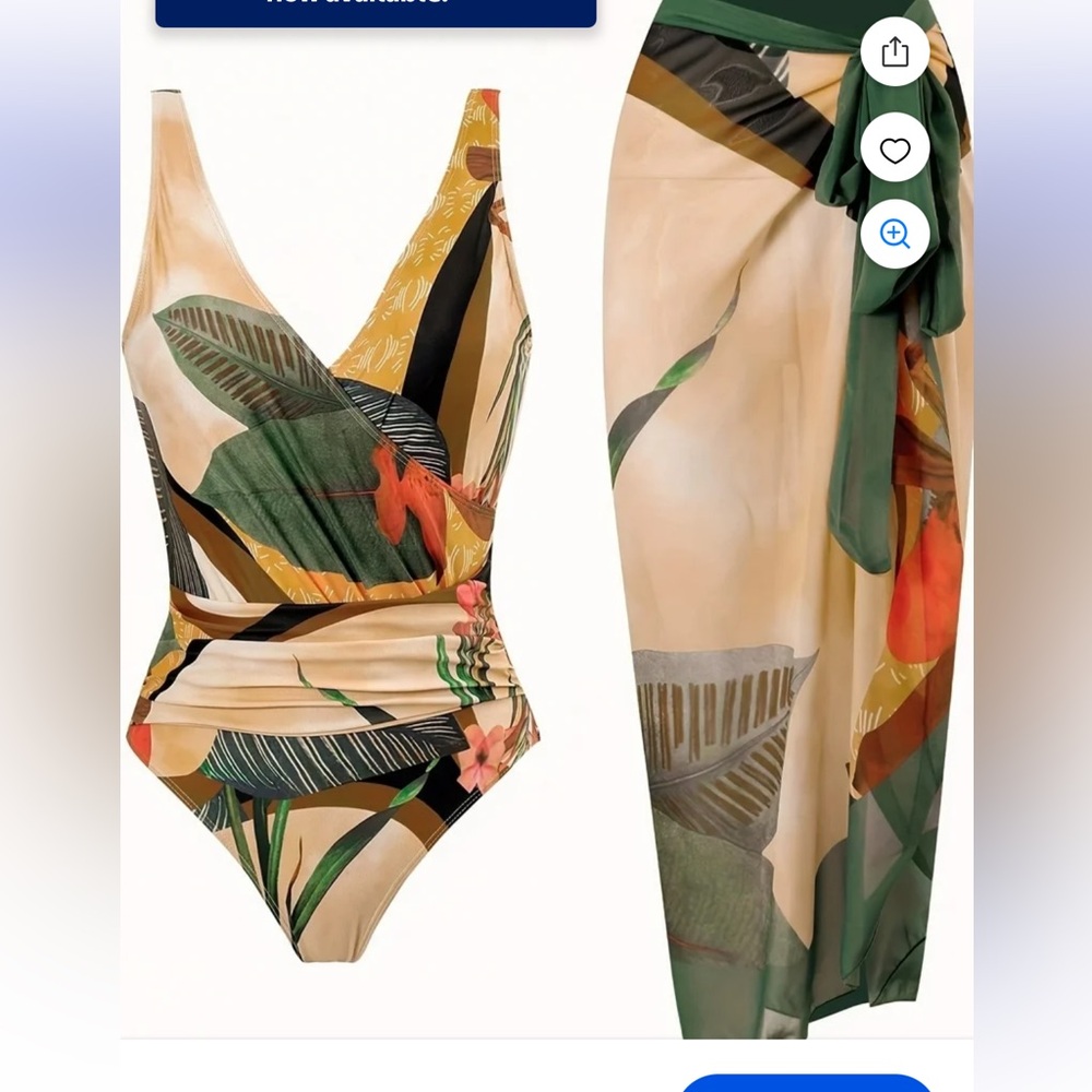 Floral V-Neck One-Piece Swimsuit